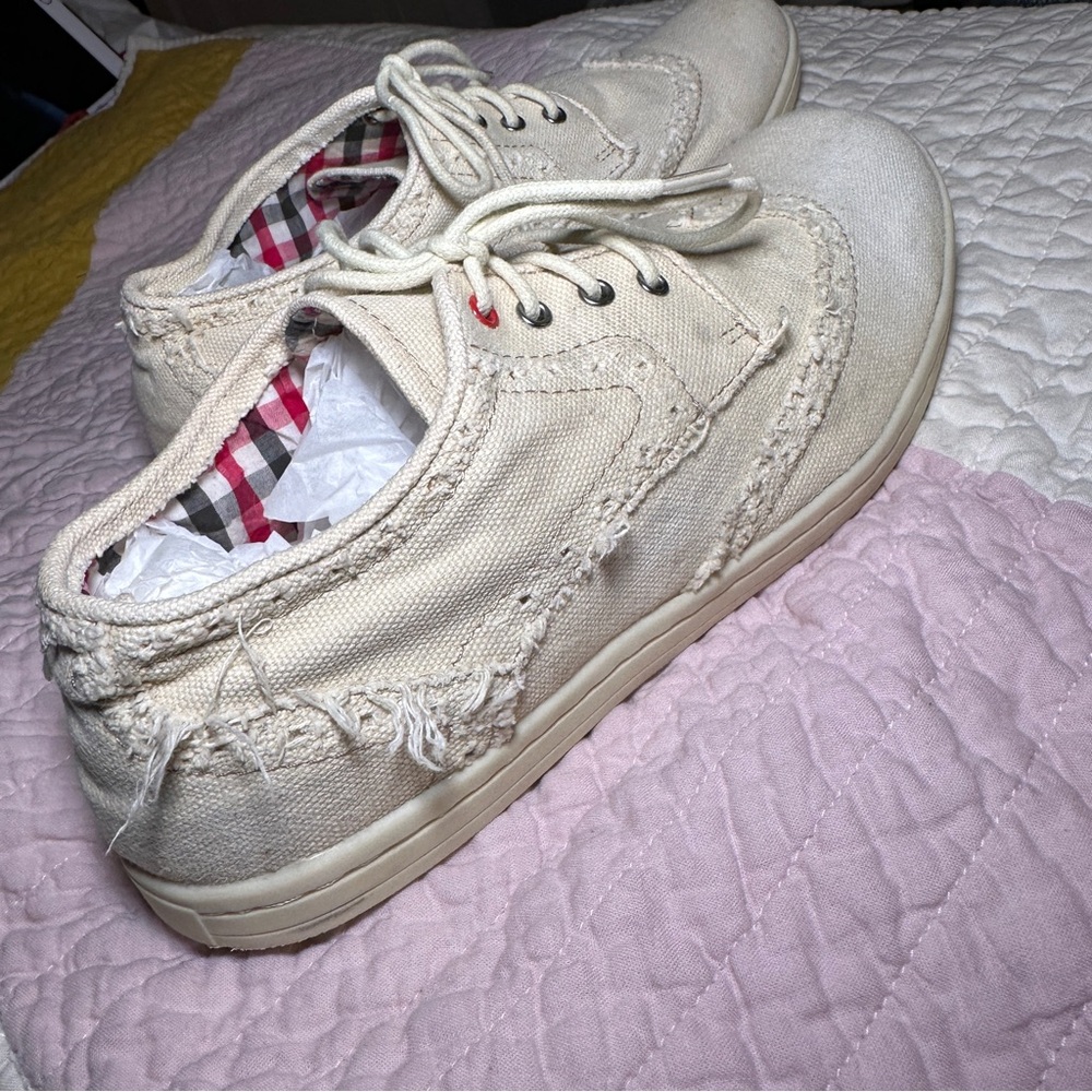 Ben‎ Sherman Nick Canvas Wingtip Men's Cream Casual Shoes Sz 9 - Picture 3 of 10